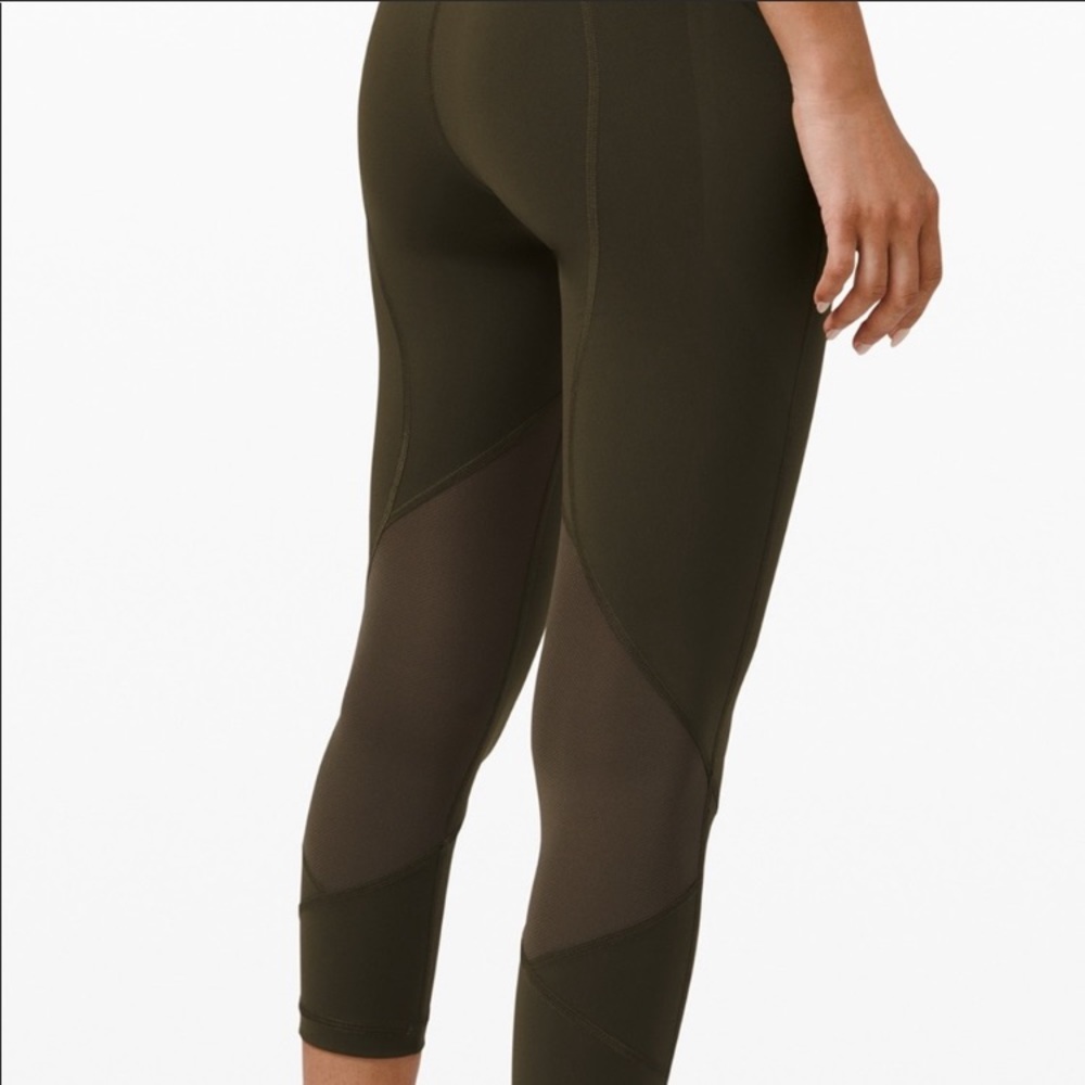olive green pace rival mid-rise 22” leggings
